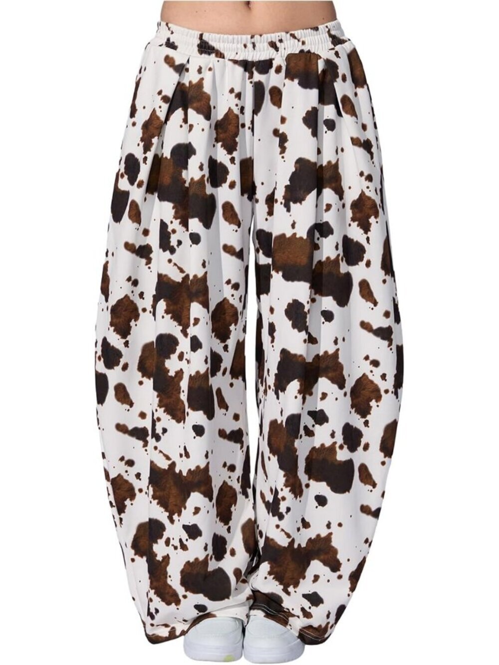 Trendy Cow Print Baggy Pants | High Waist Y2K Loose Trousers for Women